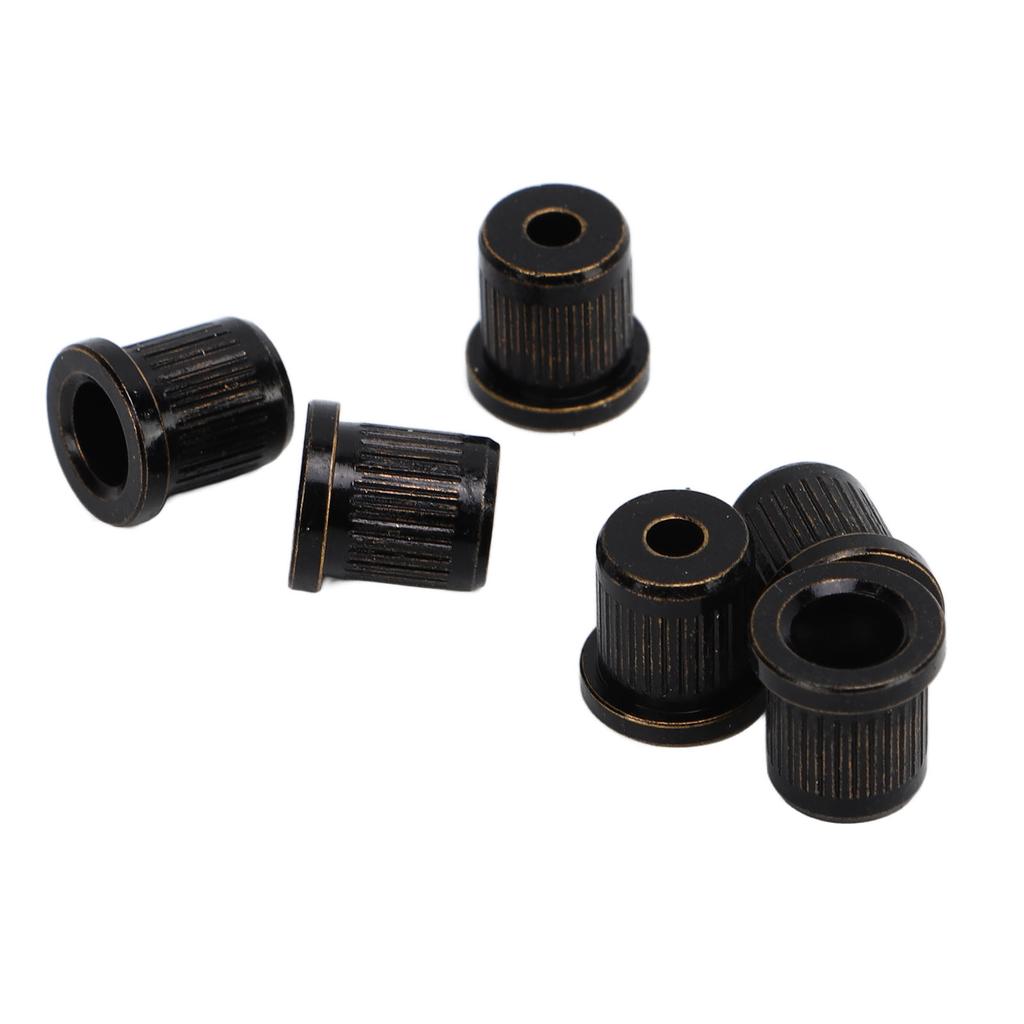 6Pcs Guitar String Ferrules Through Body Brass Recordative Edition for Electric Guitars Black