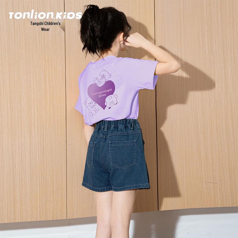 TANGSHI Girls Cotton Short Sleeve T-Shirt 2026 Summer Collection M