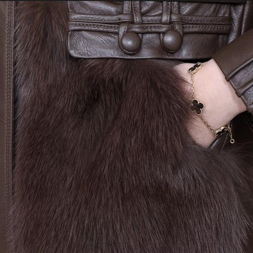 Autumn Winter Women's Faux Fur Coats Stitched Artificial Fox Fur Collar Fur Coat Short Slim Down Leather Jacket