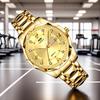 Men's Luminous Waterproof Quartz Watch with English-Chinese Calendar and Rhombus Case