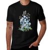 Blue Purple Delphinium Ink and Watercolor TShirt AntiPilling Casual TShirt