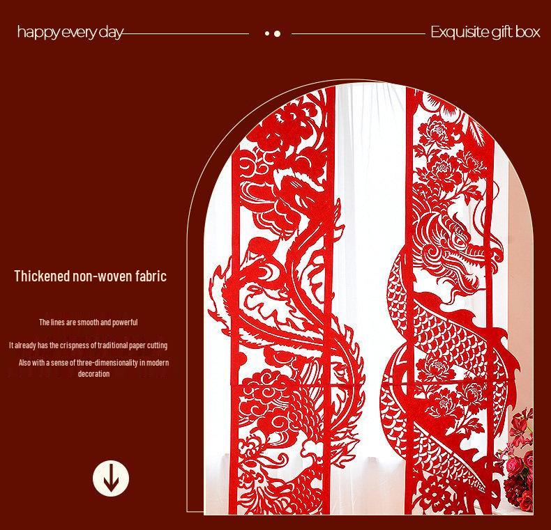 Dragon & Phoenix Wedding Room Decorations: Festive Wall Streamers Set for Bedroom & Living Room Celebration