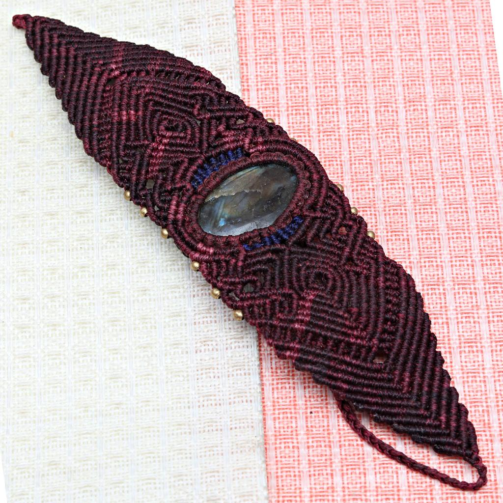 Macrame Labradorite Necklace Pendant Natural Handmade Bohemian Crystal Stone