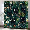 Flowers and Plants Cute Black Cats Shower Curtain, Bathroom Decorative Shower Curtain, Waterproof Shower Curtain with Hooks
