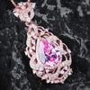 BELLA BOX Gorgeous Drill Morgan Stone Lace Cherry Blossom Pink Oval Jewelry Necklace Suitable For Women's Wedding Banquet High-end Jewelry