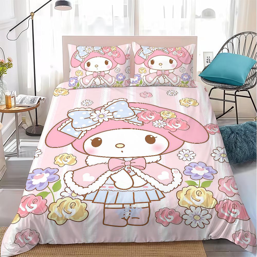 

M-MelodyS Anime Cute Duvet Cover Set Home Style Bedding Soft Laundry Cotton Bed 3 Piece Set Student Dormitory Gift 135x200cm
