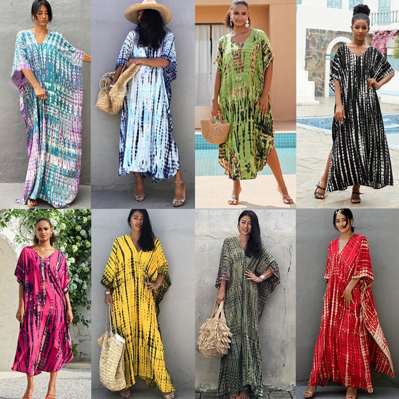 Dámské bikiny zahalovací plavky plážová maxi zavinovací sukně Sarong Kimono Kaftan Dressn