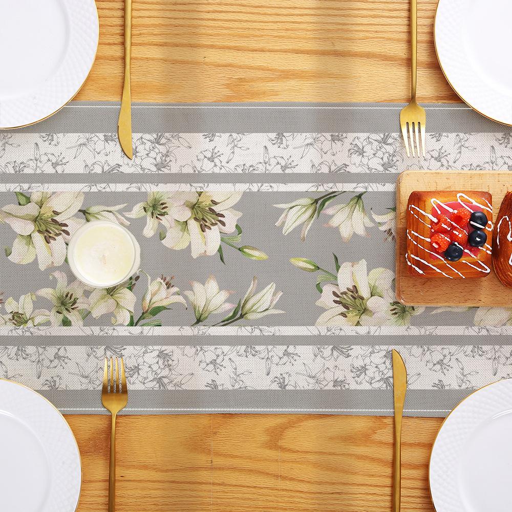 Flax Printed Table Flag Plant Flowers Sub-home Decorative Table Cloth Porch Cabinet Tea Table Cloth