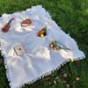 With Tassel Waffle Weave Tablecloth Thickened Outdoor Lawn Floor Mat  Outdoor