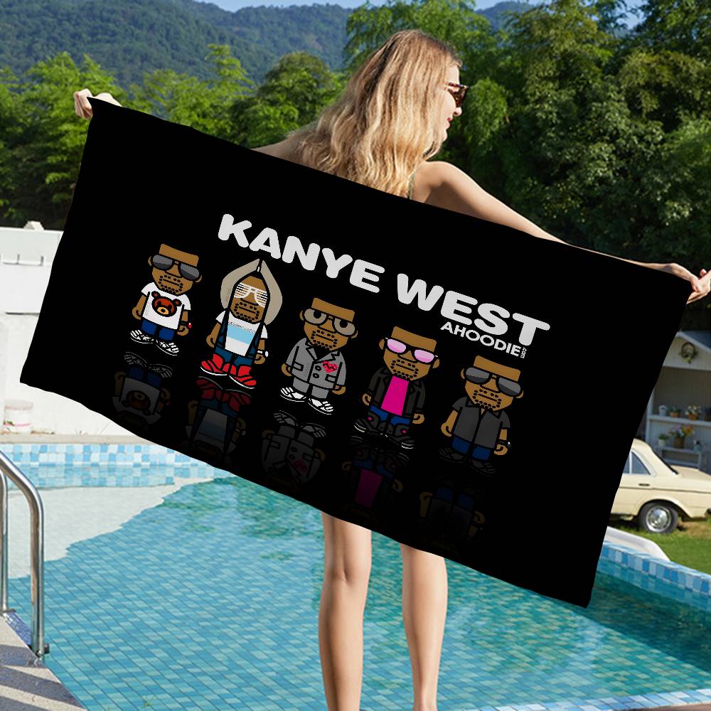 Hot Singer K-Kanye W-West Microfiber Printed Beach Towel Mountain Climbing Yoga Beach Swimming Running Absorbent Soft Towel