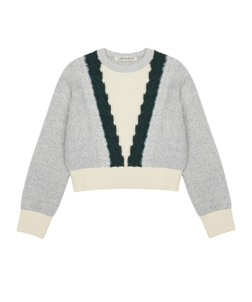 LARTIGENT L6 Cable Color Knit(Gray)