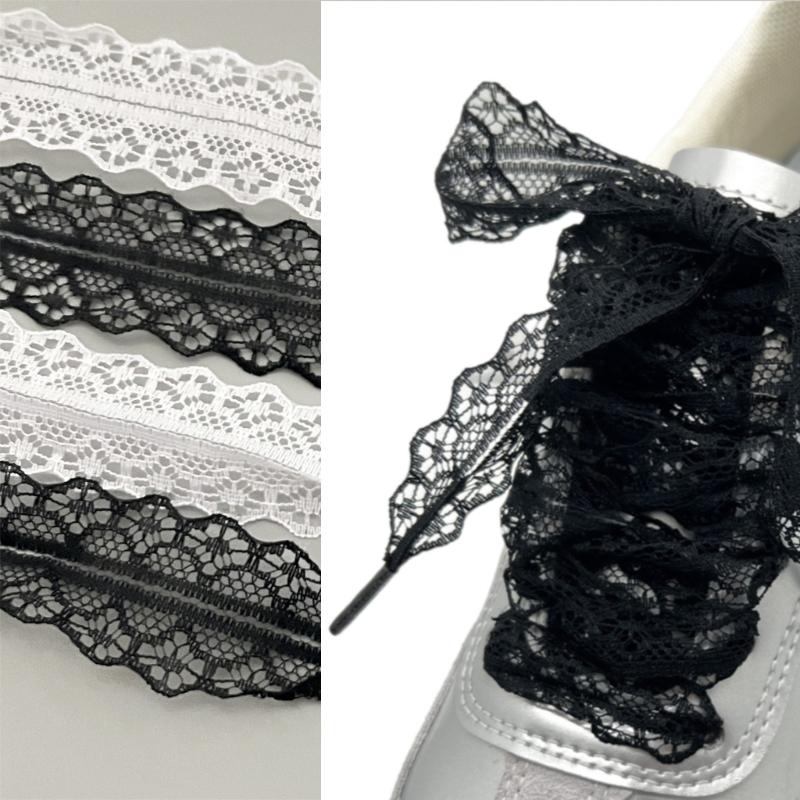 1 Paar Elegante Spitzen-Schnürsenkel für Damen und Mädchen Freizeitschuhe Sneaker 3 cm Breit Flache Schnürsenkel Ersatz
