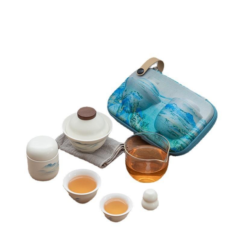 Tea Set Cover Bowl Quick Cup with Tea Pot Tea Sea Gong Cup Travel Tea Set Outdoor Portable