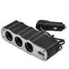 Car Charger Extender 3 Way Triple Car Cigarette Lighter Splitter Car Power DC Outlet Adapter USB Charging Ports Adapter Splitter