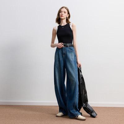 SANCITY 2025 Outono Jeans Retro Soltos de Perna Larga