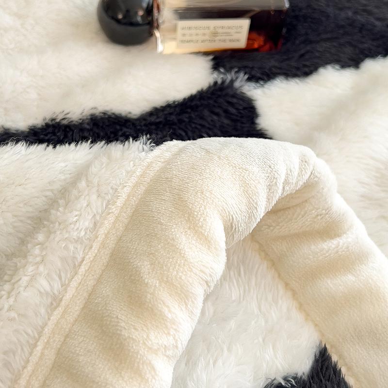 Checkerboard Double Layer Fleece Blanket Autumn Winter Warm Thick Plush Blanket for Bed Single Double Fluffy Soft Throw for Sofa