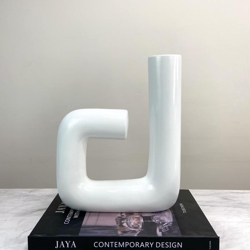 Light Luxury Electroplated Elbow Ornaments Vase Creative Twisted Flower Utensils Model Room Living Room Coffee Table TV Cabinet Decoration Furnishings