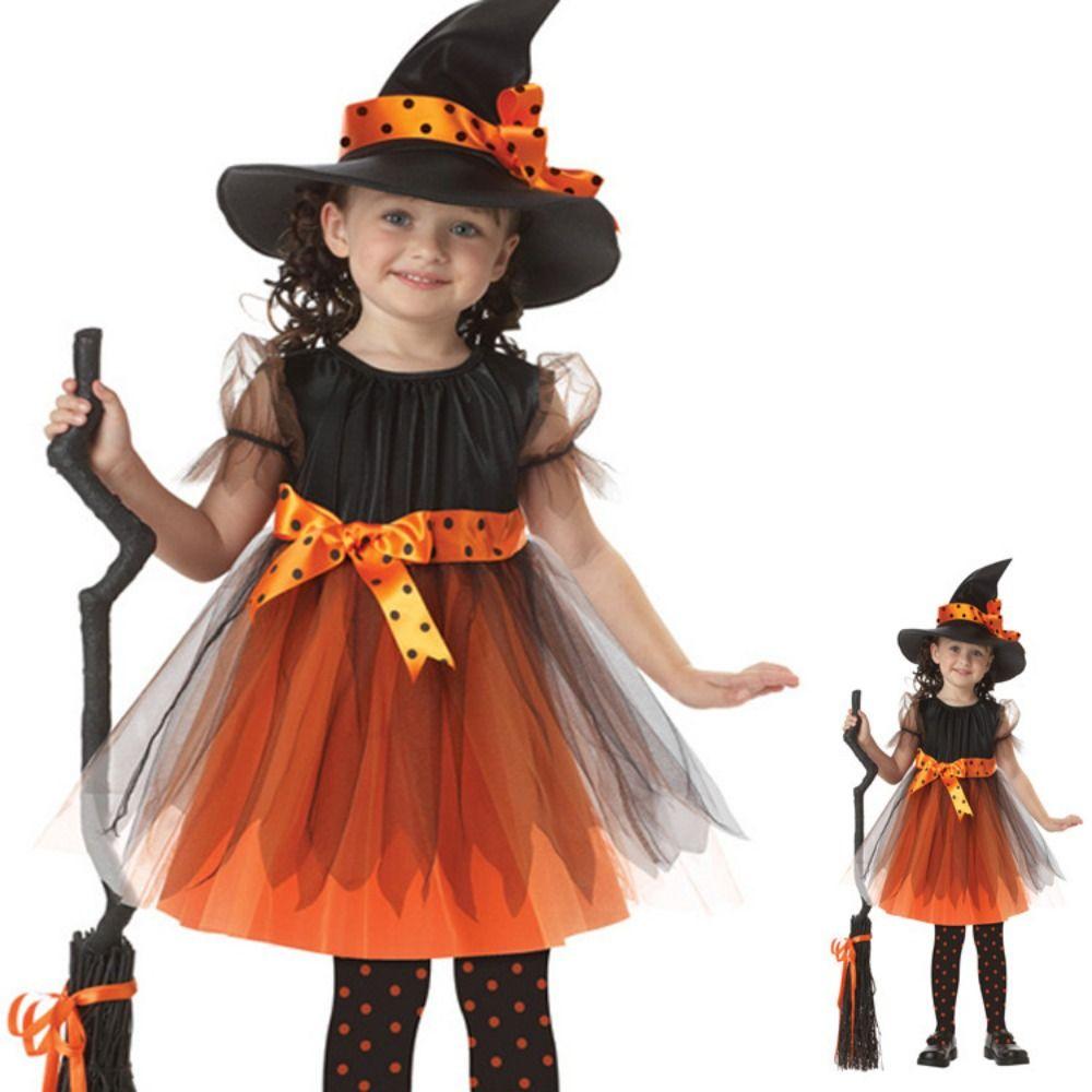 Wizard Kids Witch Dress Set Kawaii Halloween Cosplay Costumes Childern Halloween Costumes  Carnival