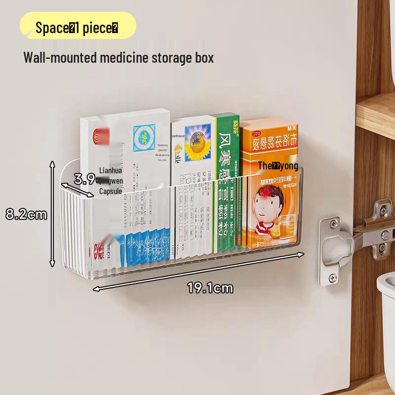 Punch-Free Wall-Mounted Transparent Medicine Cabinet with Mirror and Multi-Compartment Storage.
