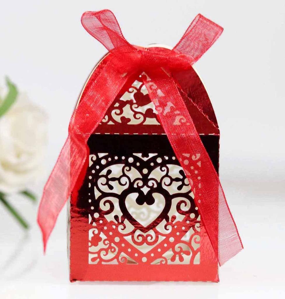 Ivory Heart-Shaped Wedding Candy Box for Chocolates