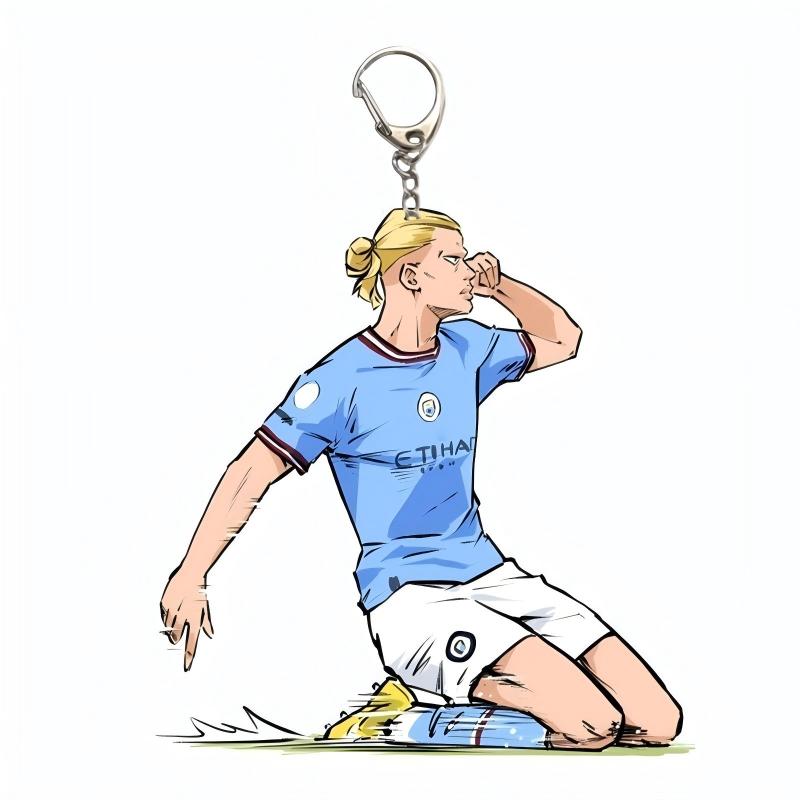 Cartoon Erling Haaland Keychain Funny Meme Keyring Soccer Player Backpack Pendant Car Key Holder Bag Charm Accessories Fans Gift