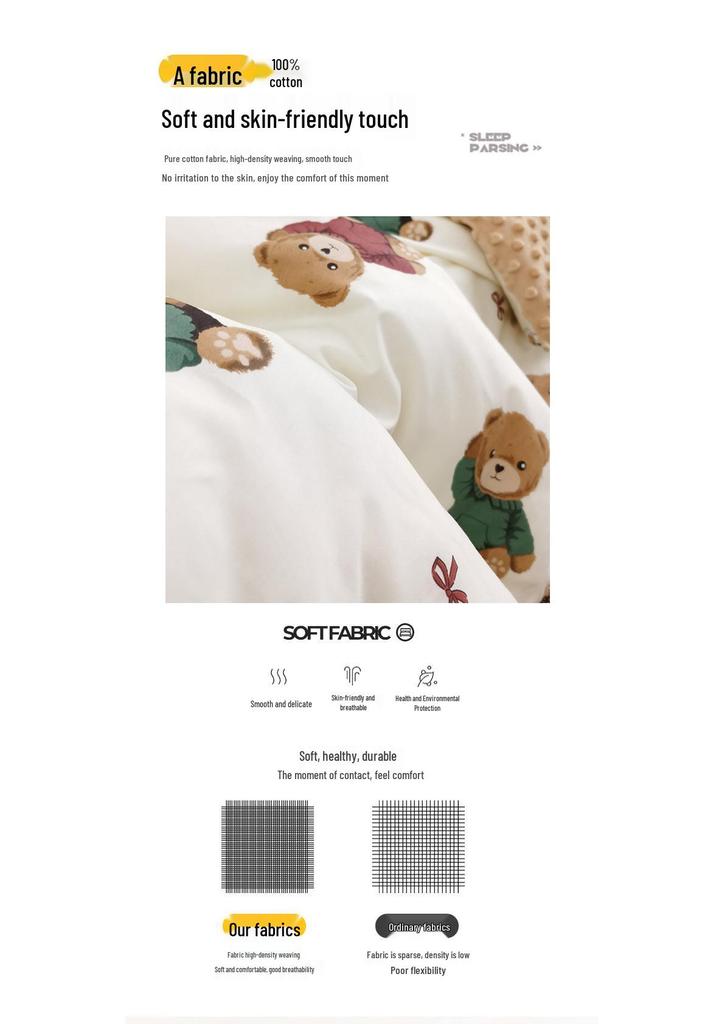 Kids' Bean Fleece Duvet Cover: Double-Sided for Infants, Girls & Boys