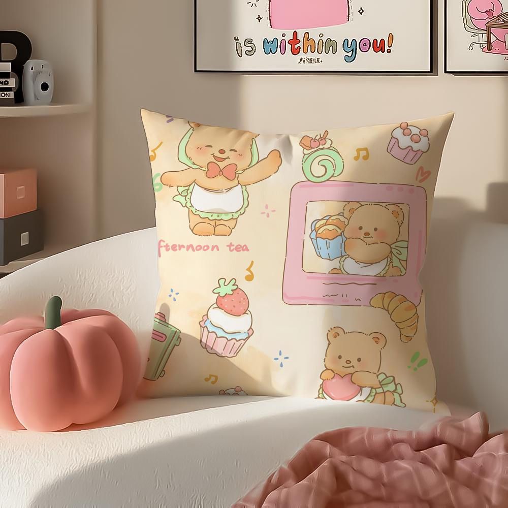 Chubby Cute Thai Character BButterbear Cushion Cover Pillowcase Short Plush Invisible zipper Room Sofa Cushion Cover