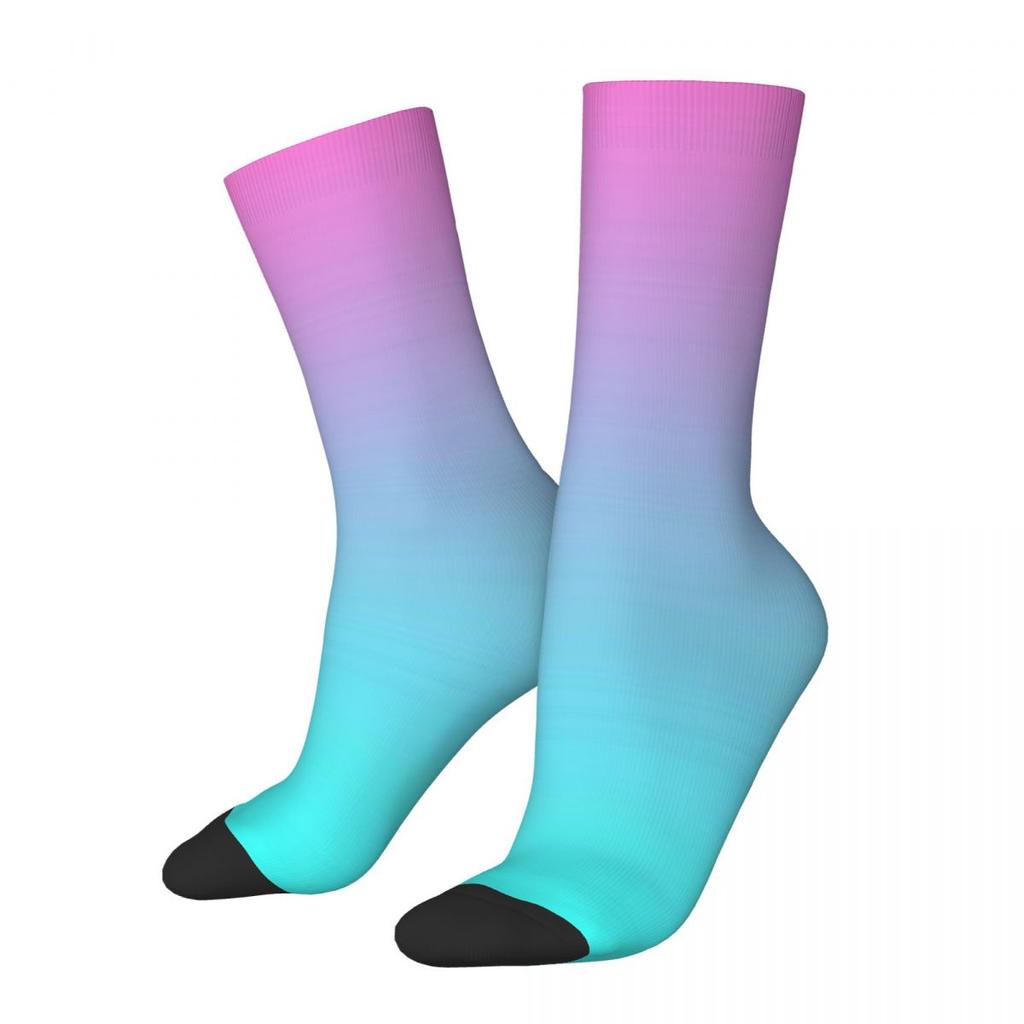 Ombre Polygonal Socks Autumn Gradient Purple Stockings Vintage Couple Medium Soft Socks Custom Outdoor Sports Anti-Slip Socks