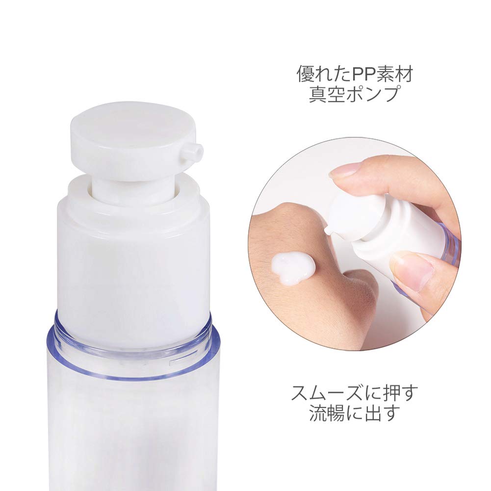 BENECREAT Set of 6 30ml Pump Bottles, Vacuum Pressed Empty Plastic Refillable Cosmetic Containers for Travel