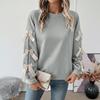 MGHR Women's Fashion Casual Solid Color Print Autumn Winter O-Neck Long Sleeve Hoodie