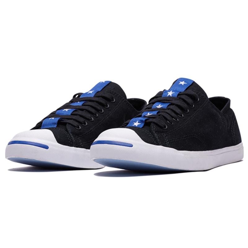 Converse Jack Purcell Open Smile Minimalist Comfortable Low-top Canvas Shoes for Men and Women in Black and Blue
