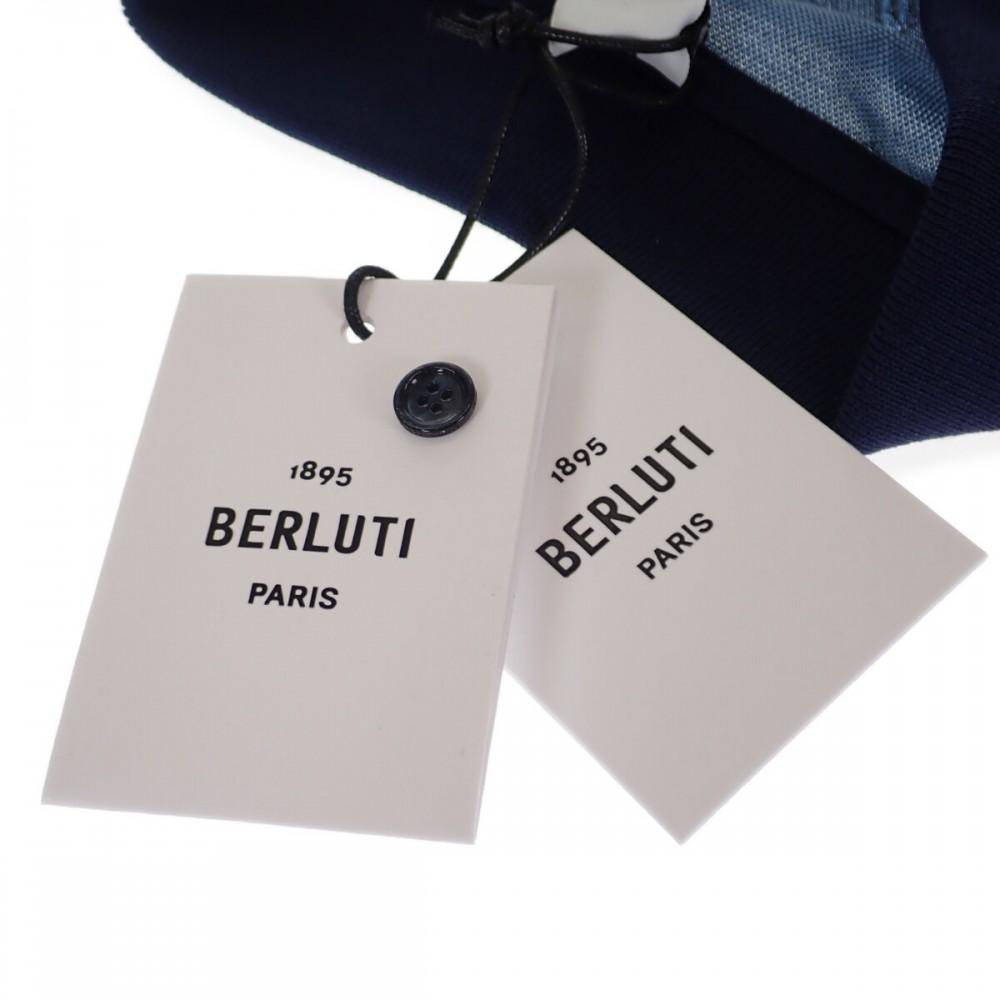 Berluti R19JPS44-002 S Koszulka polo niebieska bawełniana męska