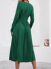 Elegant Women's V-Neck Long Sleeve Ruched Waist Dress for Autumn/Winter