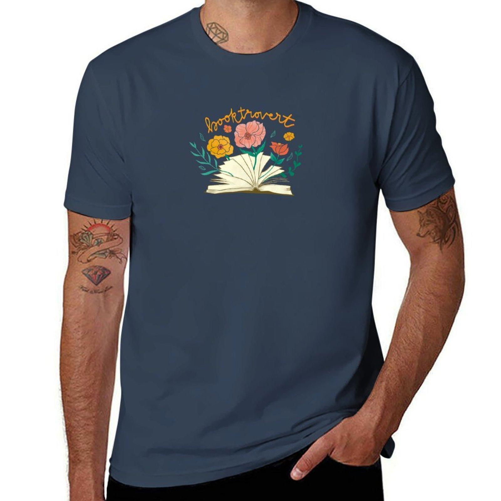 Booktrovert Blooming Book TShirt Work Short Sleeve Cotton Top S