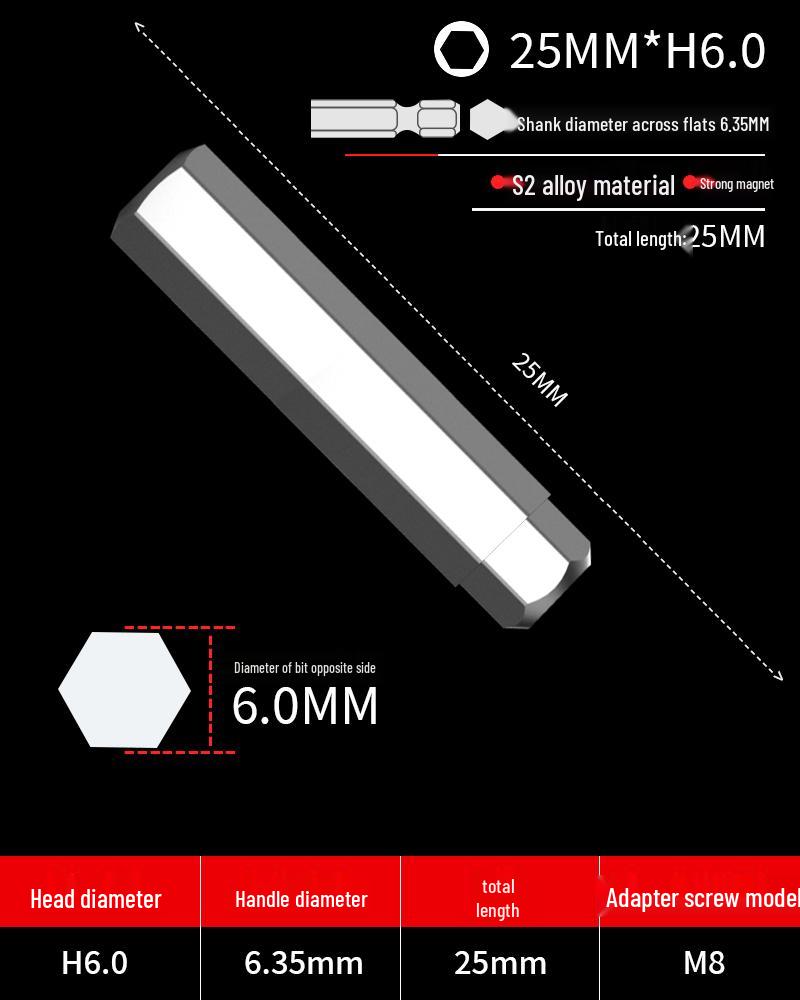 Hexagonal Driver Bit Extension for Screwdriver and Drill