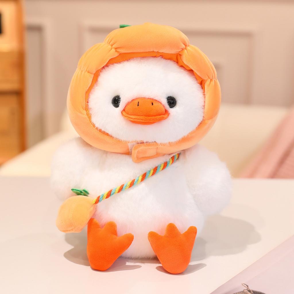 Non-Toxic Creative Vegetables Hat Duck Plush Toys Stuffed Carrot Pepper Eggplant Duck Doll Funny Duck Animal Doll Nice Gift