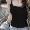 Women's White Slimming Spaghetti Strap Tank Top with Built-in Bra: Stylish Sleeveless Base Layer for Summer