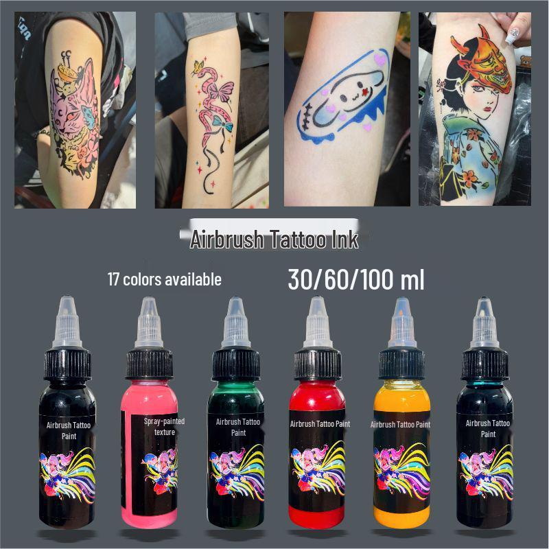 Waterproof Temporary Airbrush Tattoo Pigment - Realistic, Non-Discoloring Body Paint