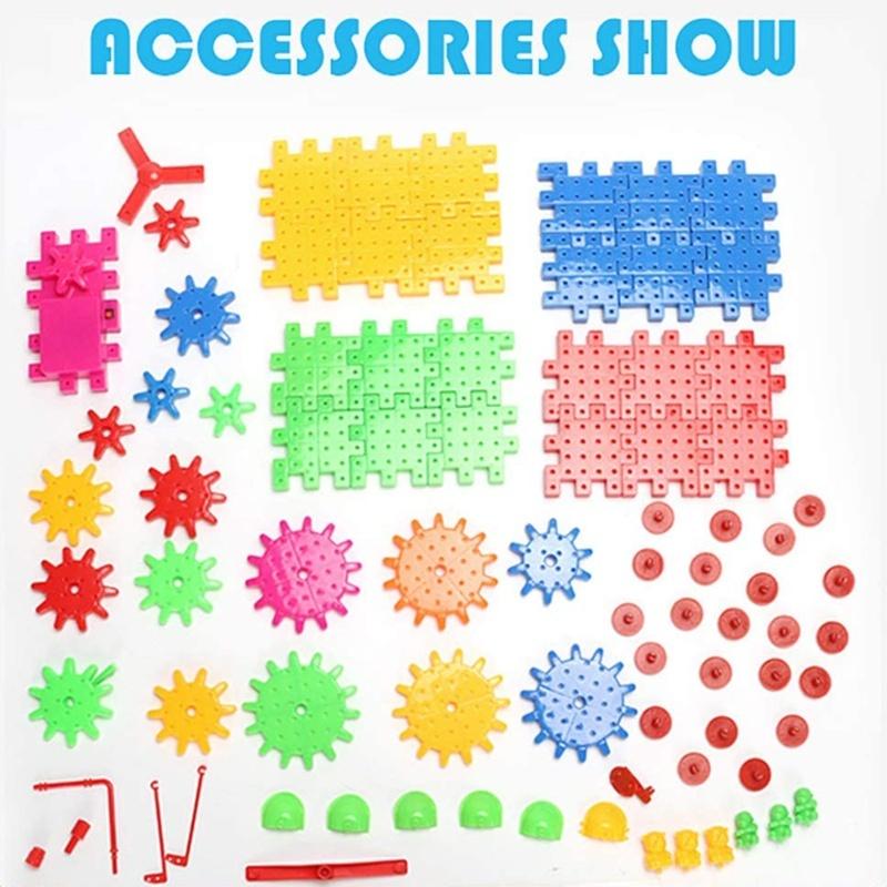 81 Piece DIY Gear Building Blocks Toy Set Learning Blocks Motorized Spinning Gears Construction Toy Kids DIY Gift
