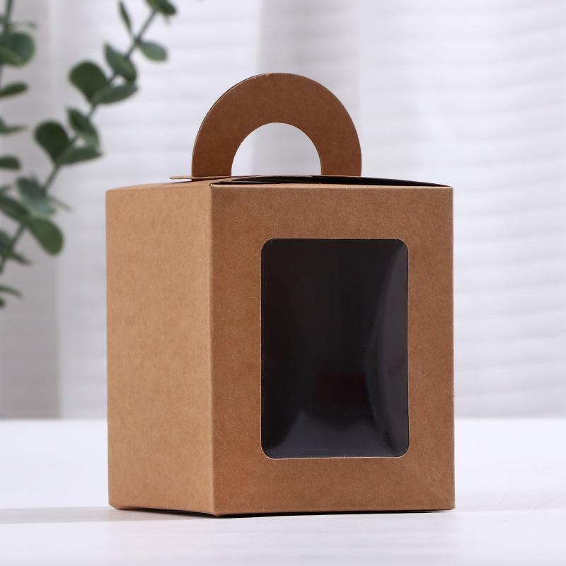 WTEMPO Clear Window Handle Gift Boxes DIY Graffitiable Foldable Paper Storage Boxes for Christmas Birthday Wedding Party Favors