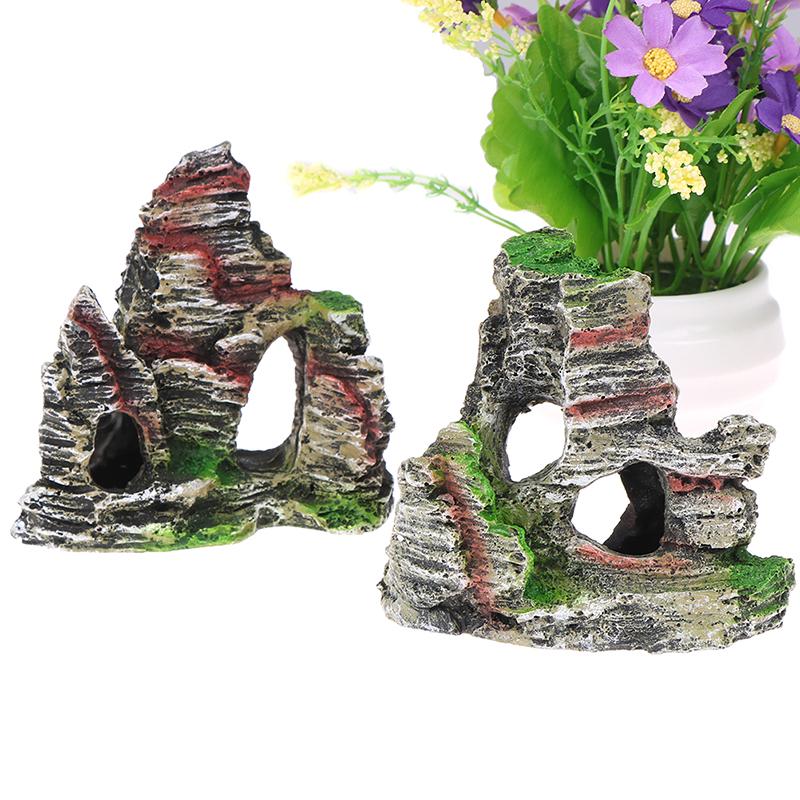 Mountain View Aquarium Rock Cave Tree Bridge Ornament akvária s rybami Dekor Skalka