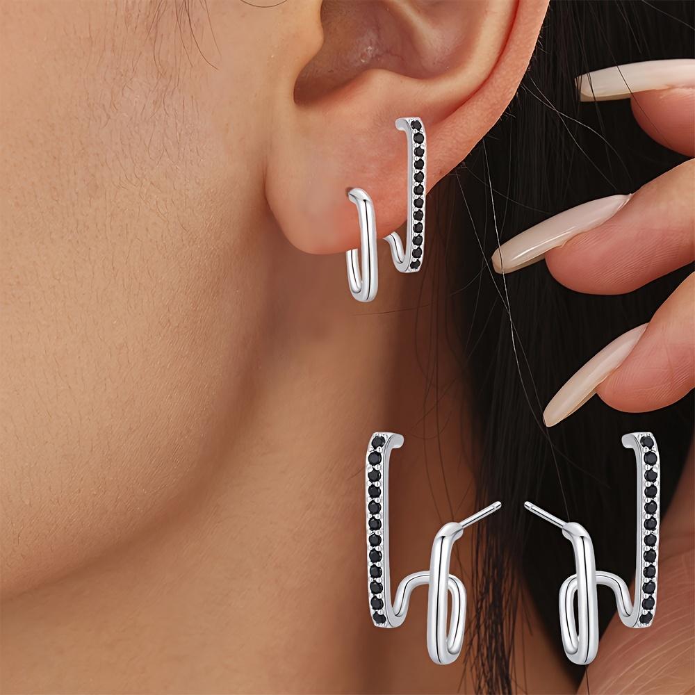 Black Awn Design negru Clip pe cercei Stud Ear