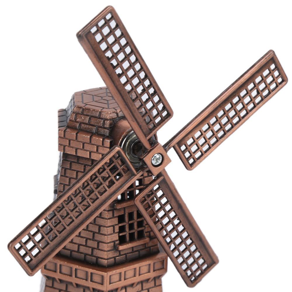 1pcs Red Bronze Windmill Model Metal Construction Windmill Ornament Windmill Decor Home Office
