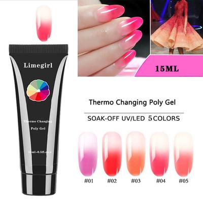 15g Thermal Temperature Color Poly Gel Varnish Builder Gel Nail Art Gel Nail Polish Lacquer Color Changing UV Lak Nail Primer