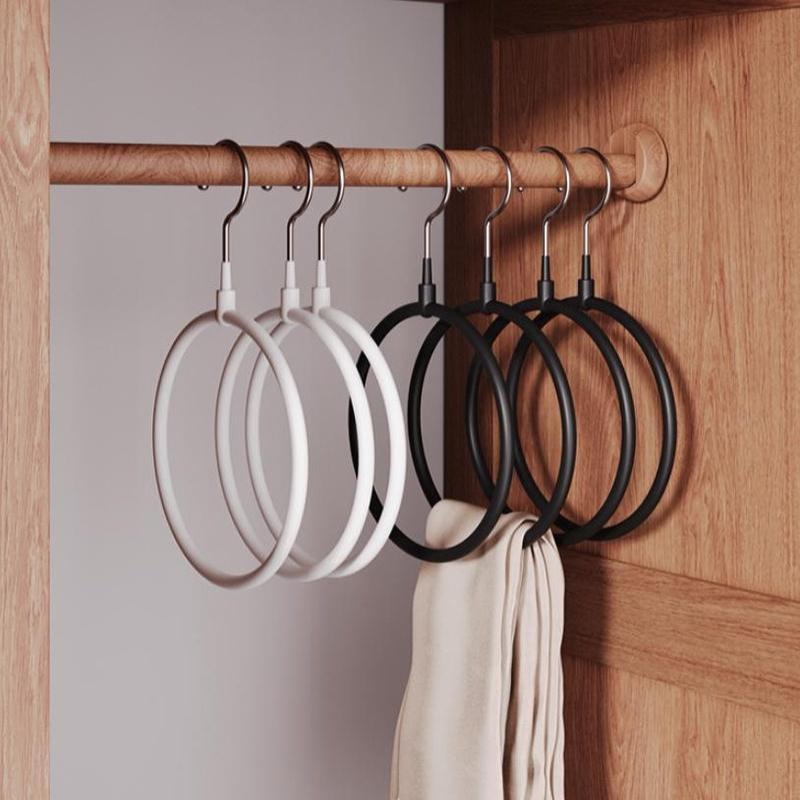 Multi-Functional Ring Scarf Hanger Single Plastic Coated Non-Slip Towel Rack Storage Trace Simple Tie Hanger