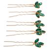 5pcs Vintage Design Wedding Hair Piece Green Rhinestone Hair Jewelry Rhinestone Hair Pin Bride
