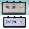 Elegant Vintage Manual Analog Flipped Calendar Alarm Clock for Office or Study