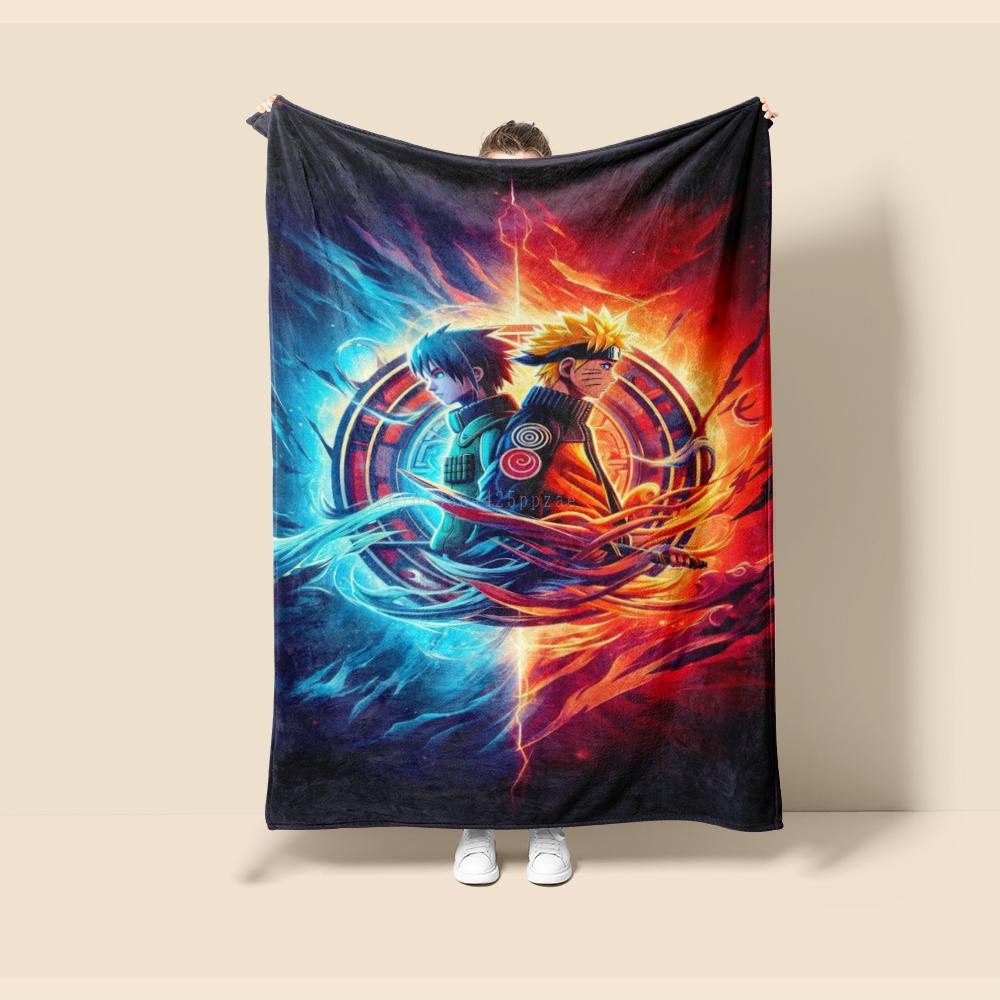 Flannel Naruto Cartoon Seasonal  Blanket. Use for Sofa, Bed, Living Room, Travel Picnic, Thin Blanket Kids Gift