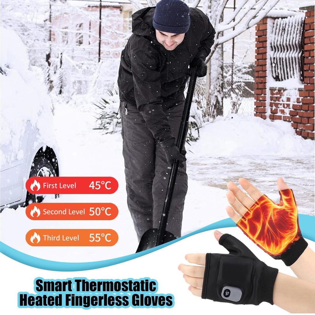 USB Electric Heating Gloves for Men Motorcycle Gloves for Outdoor Work Sports Fingerless Cycling Gloves for Driving Cycling