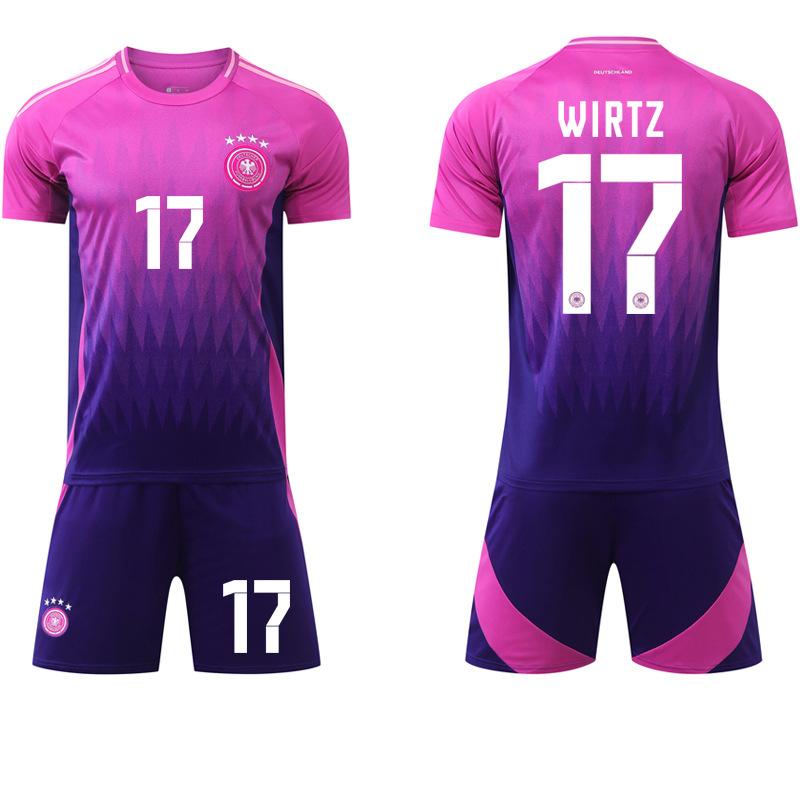 

2024-25 Германия Выездной Розово-Фиолетовый Комплект Игровой Формы #8 Кроос #7 Хаверц #10 Мусиала Футбольные Майки 20